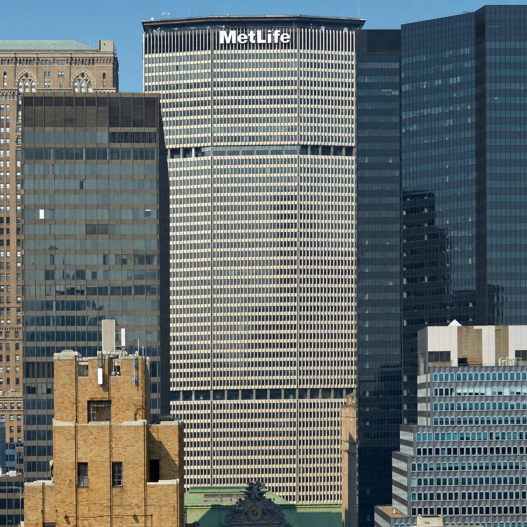 Ground-floor lobby approach and Park Avenue entrance plaza at the MetLife Building office leasing context, 200 Park Avenue